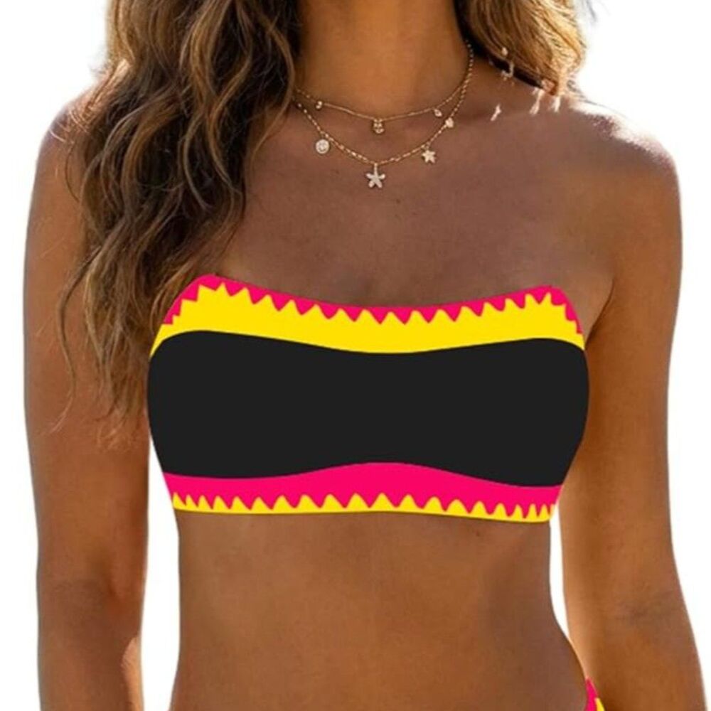 NWT RELLECIGA Black High Cut Bikini Bottom & Sexybody Bandeau Top